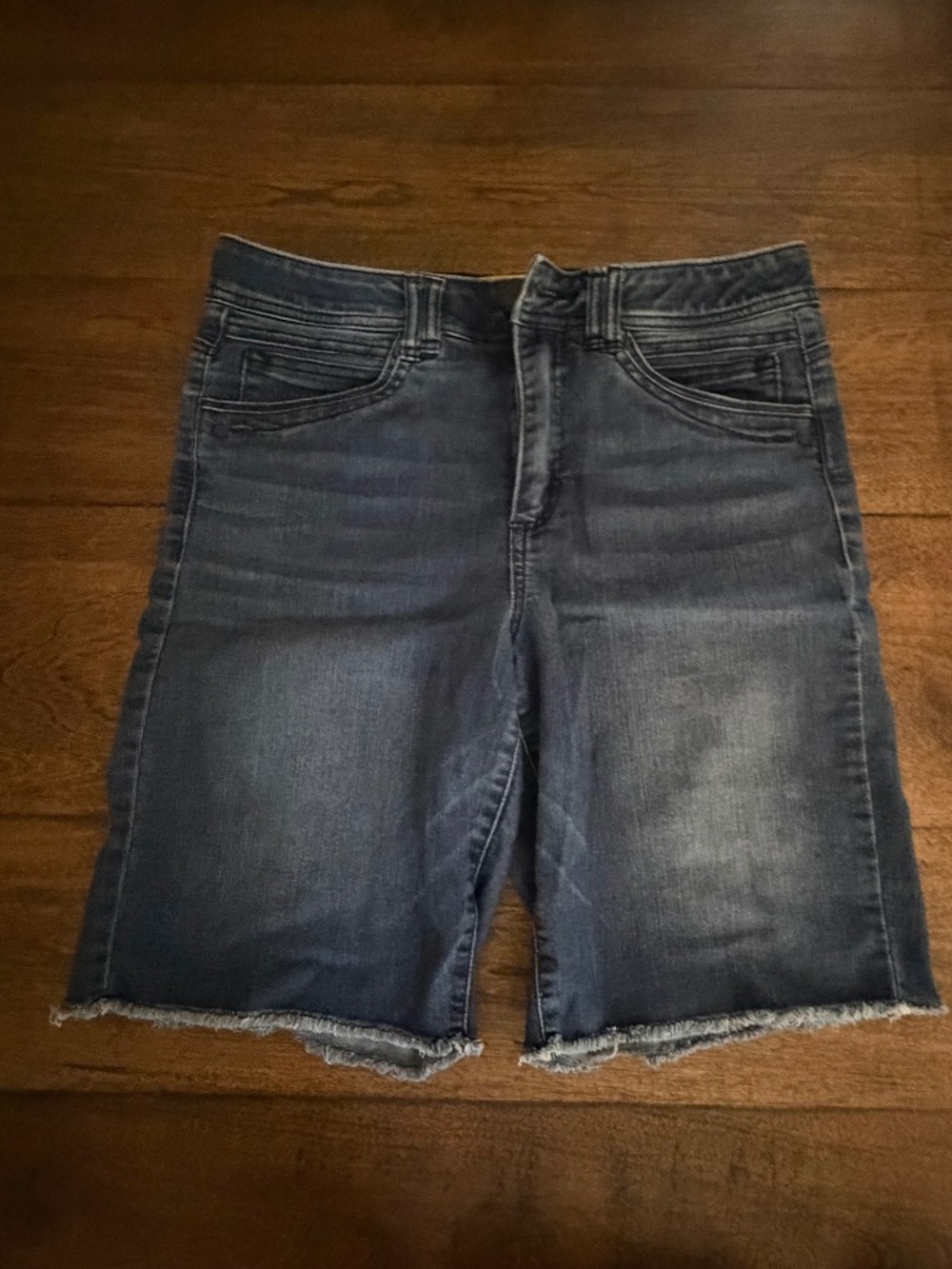 Dark blue/black long denim shorts